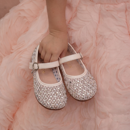 Solid Rhinestones Round Toe Flats  - Gold - 22cm - image 1