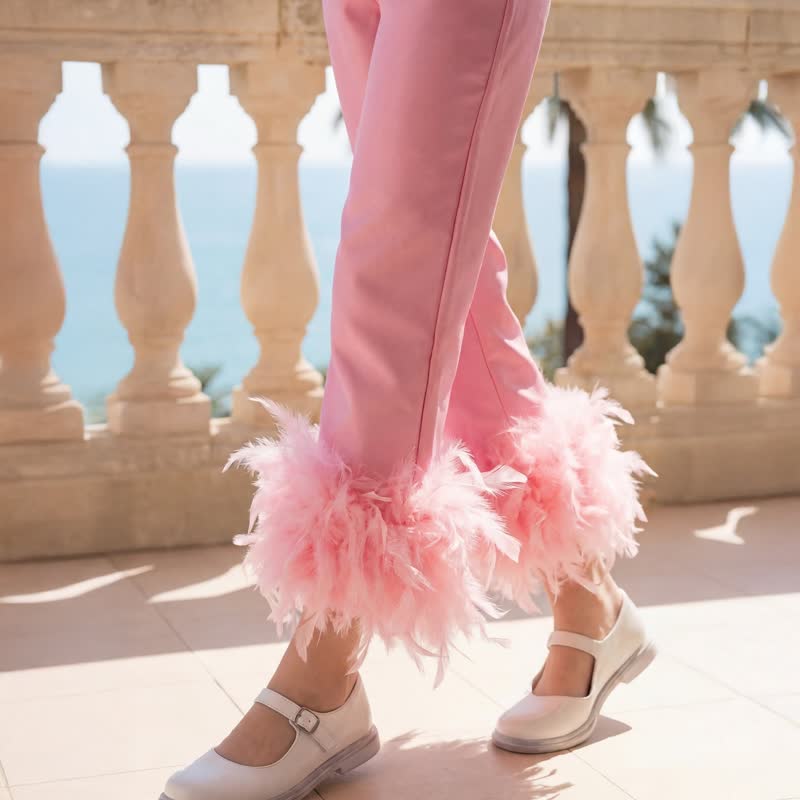 Satin Feather Sleeveless Long Two-piece set - image 5