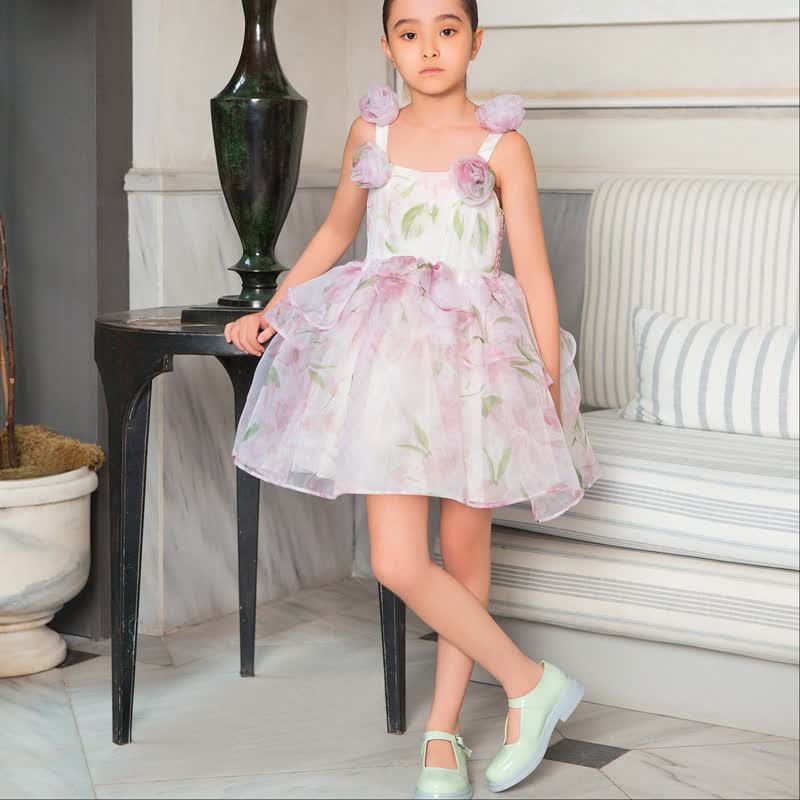 Chemical Fiber Blend Rosette Sleeveless Short Dresses - image 6