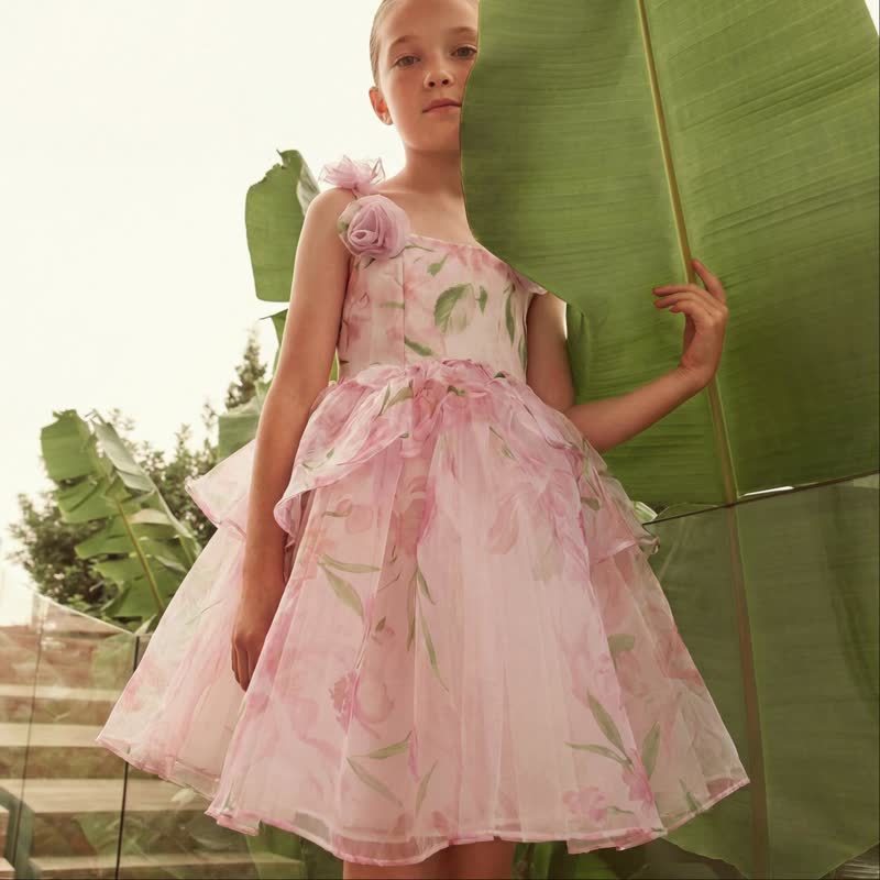 Chemical Fiber Blend Rosette Sleeveless Short Dresses - image 2