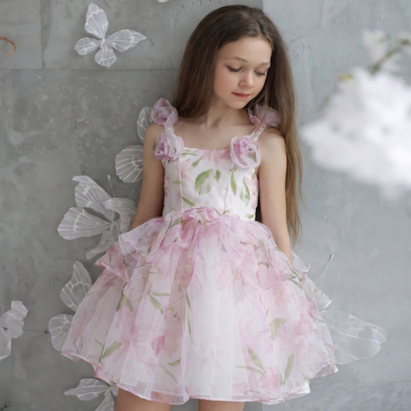 Chemical Fiber Blend Rosette Sleeveless Short Dresses - image 2