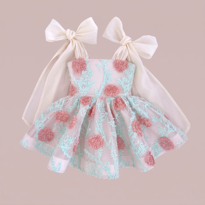 Lightweight & Breathable Embroidered Lace Up Sleeveless Short Dresses - image 2