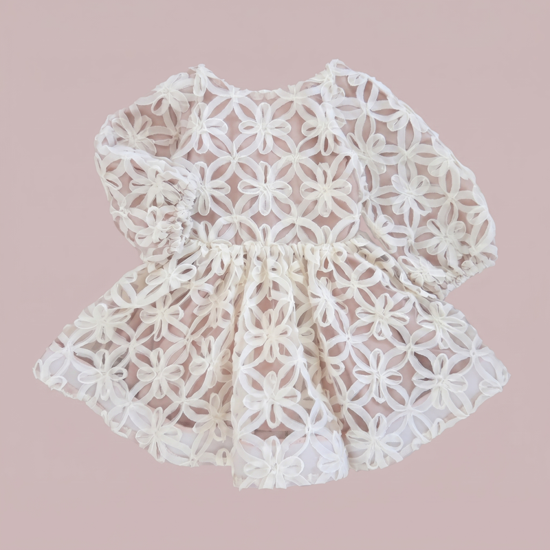 Lightweight & Breathable Embroidered Lace Up Three Quarter Sleeve Short Dresses - image 8