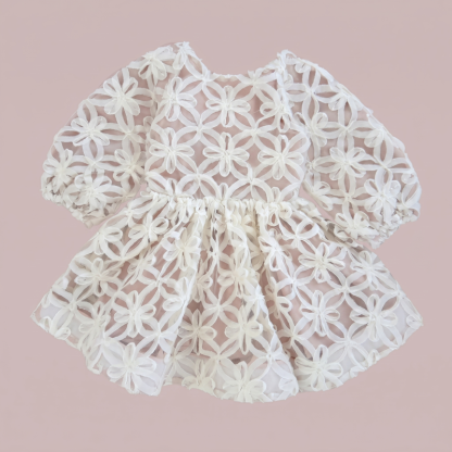 Lightweight & Breathable Embroidered Lace Up Three Quarter Sleeve Short Dresses - image 6