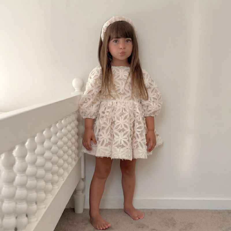Lightweight & Breathable Embroidered Lace Up Three Quarter Sleeve Short Dresses - image 3