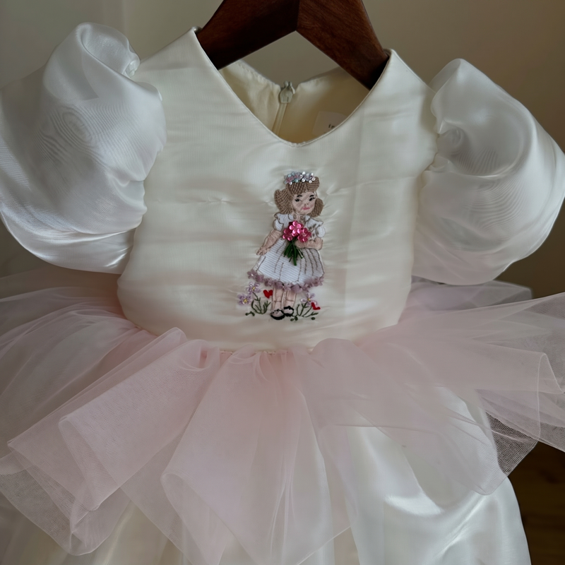 Organza Short Sleeve Short Dresses - image 3