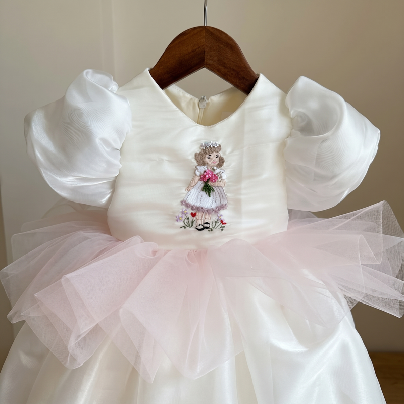 Organza Short Sleeve Short Dresses - image 2