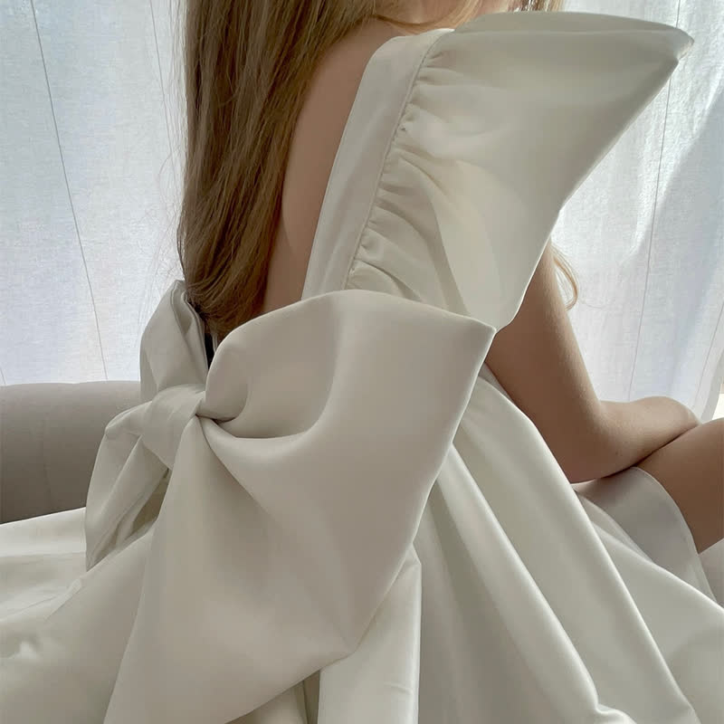 Satin Bow Sleeveless Mid-long Dresses - image 13