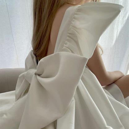 Satin Bow Sleeveless Mid-long Dresses - image 13