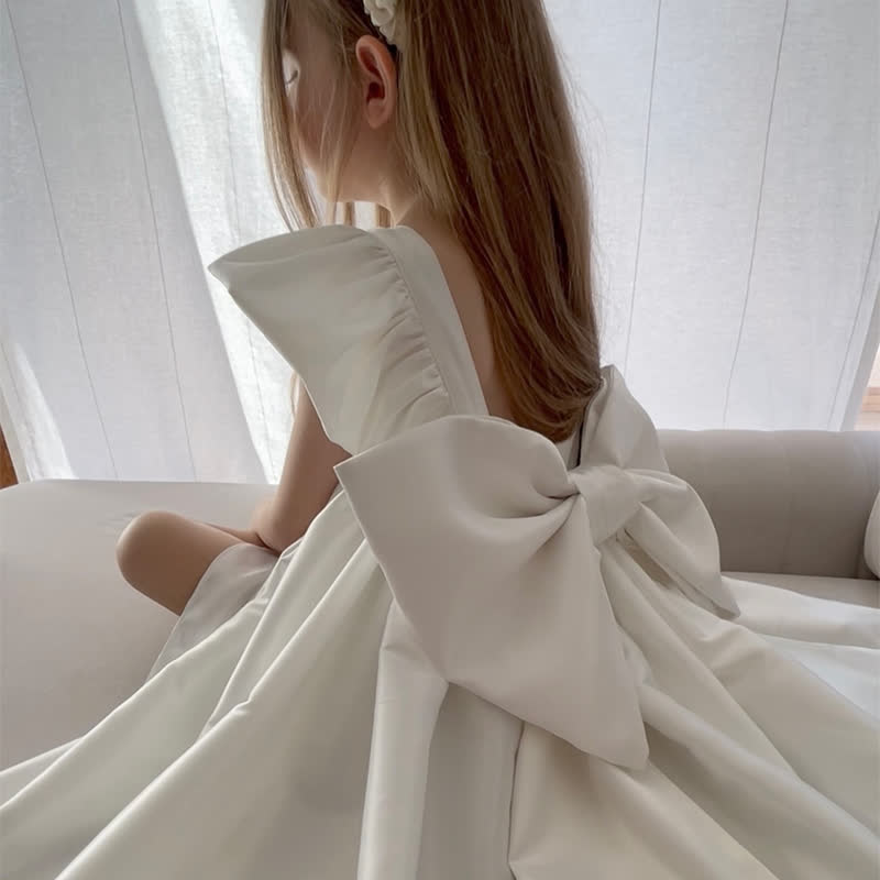 Satin Bow Sleeveless Mid-long Dresses - image 11