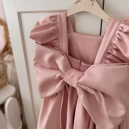 Satin Bow Sleeveless Mid-long Dresses - image 4