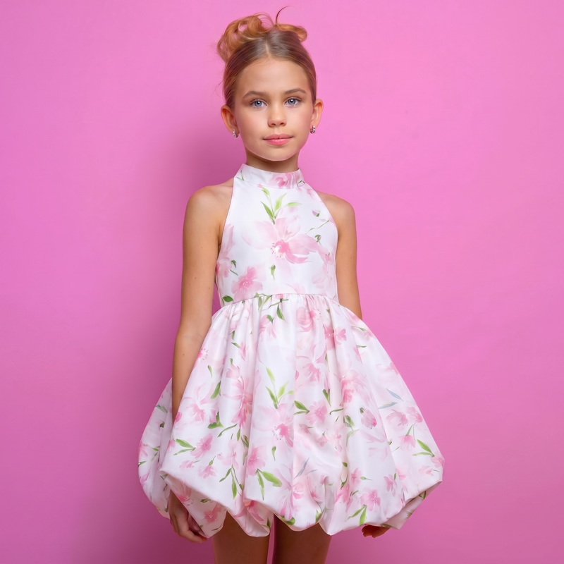 Chemical Fiber Blend Rosette Backless Sleeveless Short Dresses - image 5
