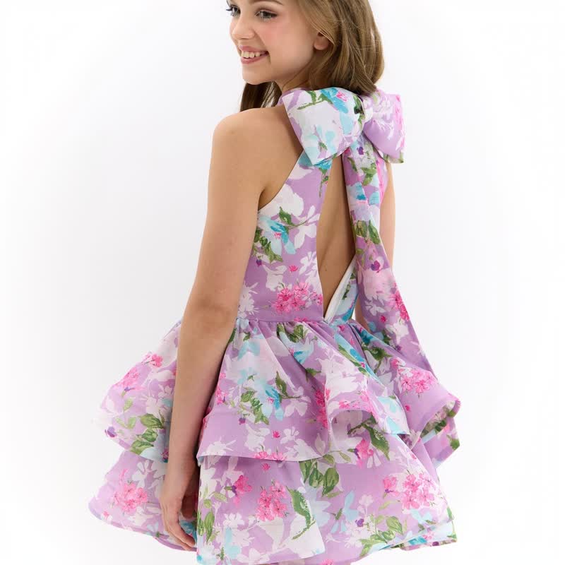 Chemical Fiber Blend Bow Sleeveless Short Dresses - image 7