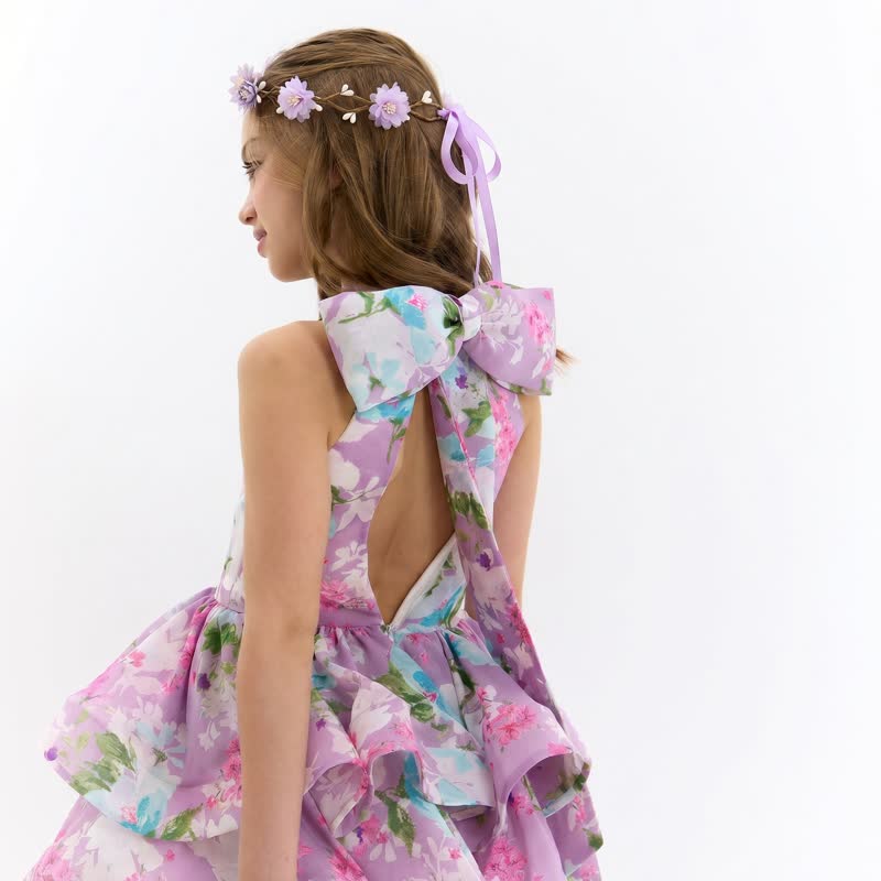 Chemical Fiber Blend Bow Sleeveless Short Dresses - image 8