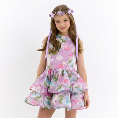 Chemical Fiber Blend Bow Sleeveless Short Dresses - image 2