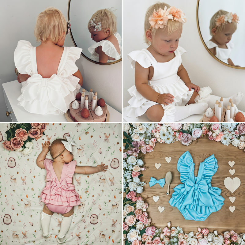 Satin Cap Sleeve Short Bodysuit - White - 18-24M - image 1