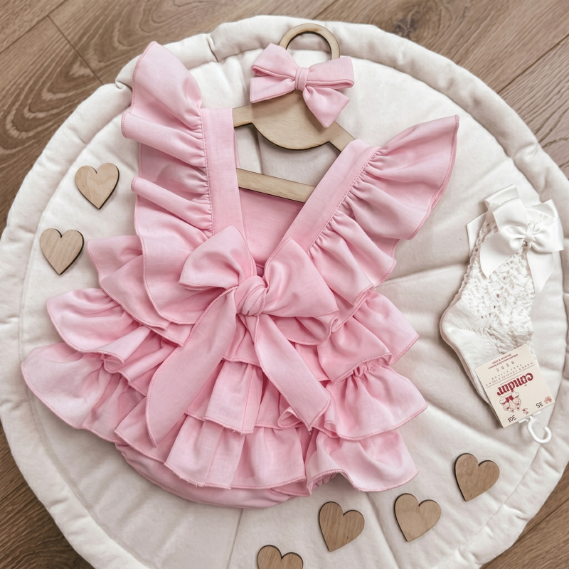Satin Cap Sleeve Short Bodysuit - Pink - 18-24M - image 7