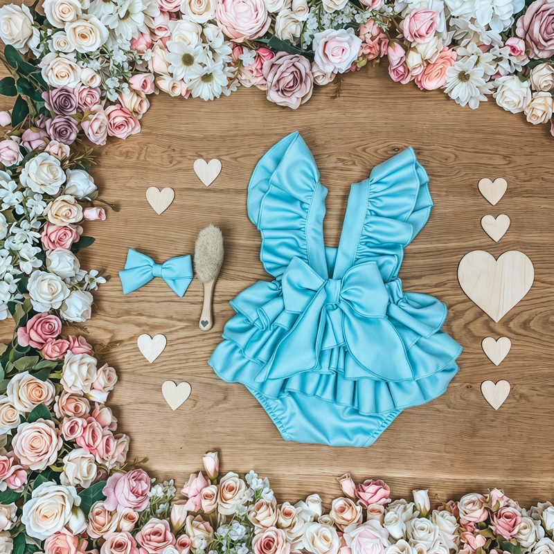 Satin Cap Sleeve Short Bodysuit - Light Blue - 18-24M - image 10