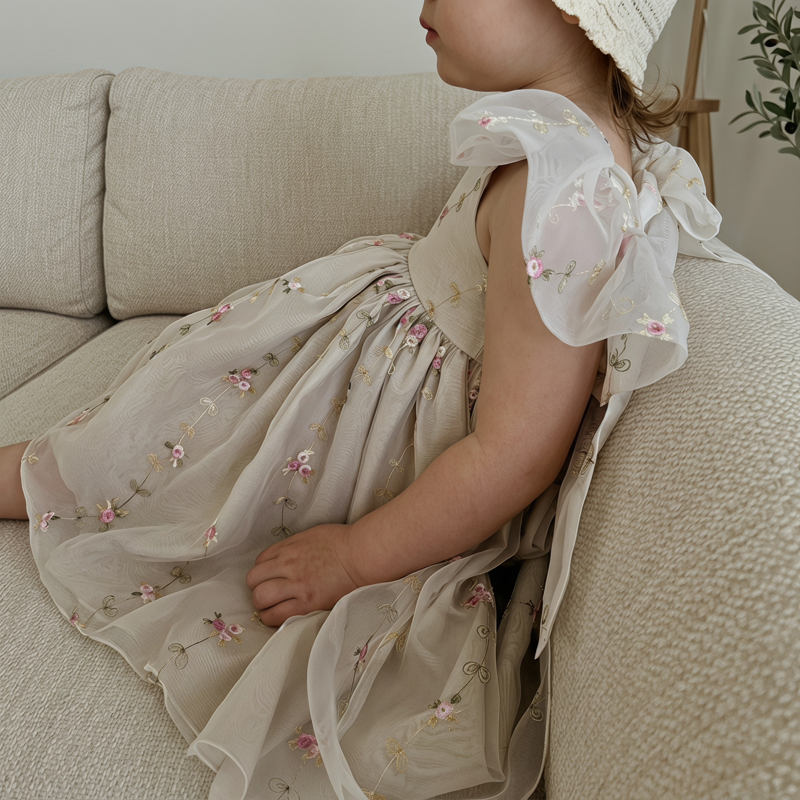 Embroidered Cap Sleeve Short Dresses - image 6