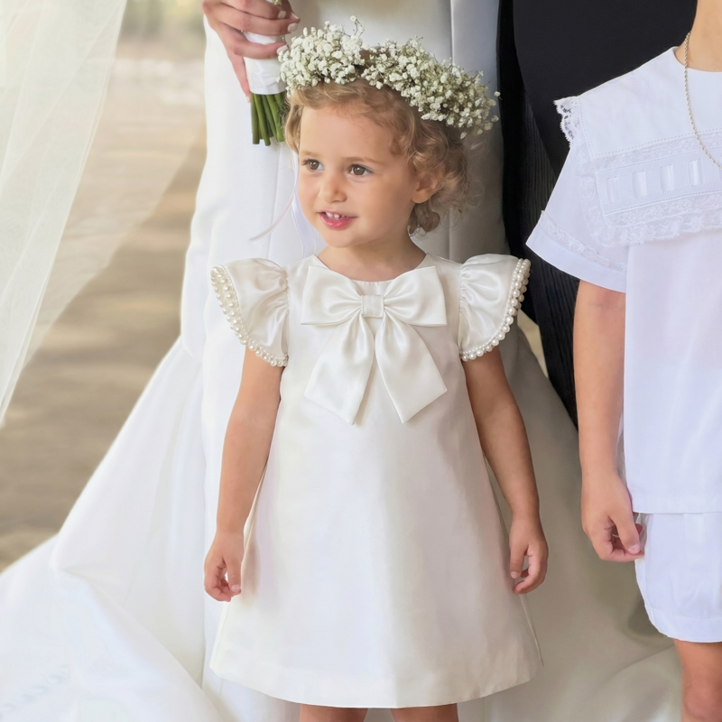 Satin Pearl Cap Sleeve Midi Dresses - image 2