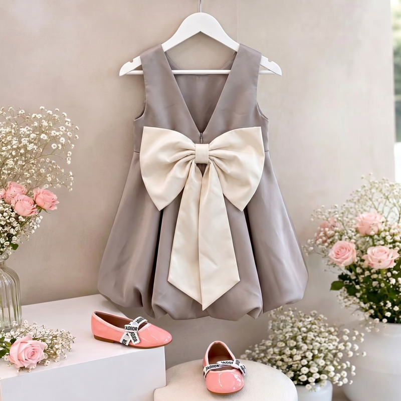 Satin Bow Sleeveless Midi Dresses - image 2