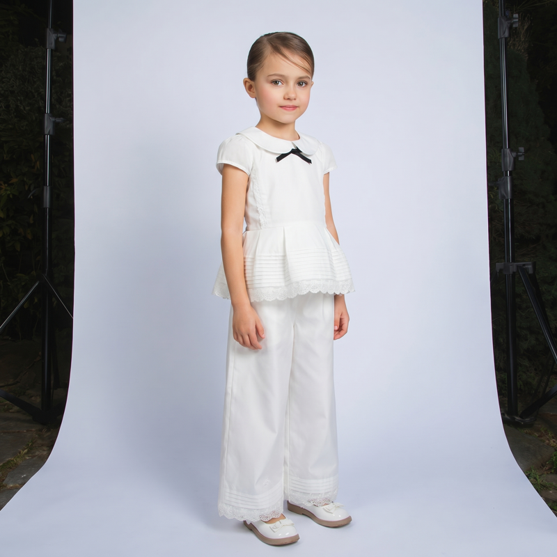 100% Cotton Lace Edge Short Sleeve Regular Two-piece Set - image 5