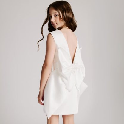 Satin Bow Sleeveless Short Dresses - image 2
