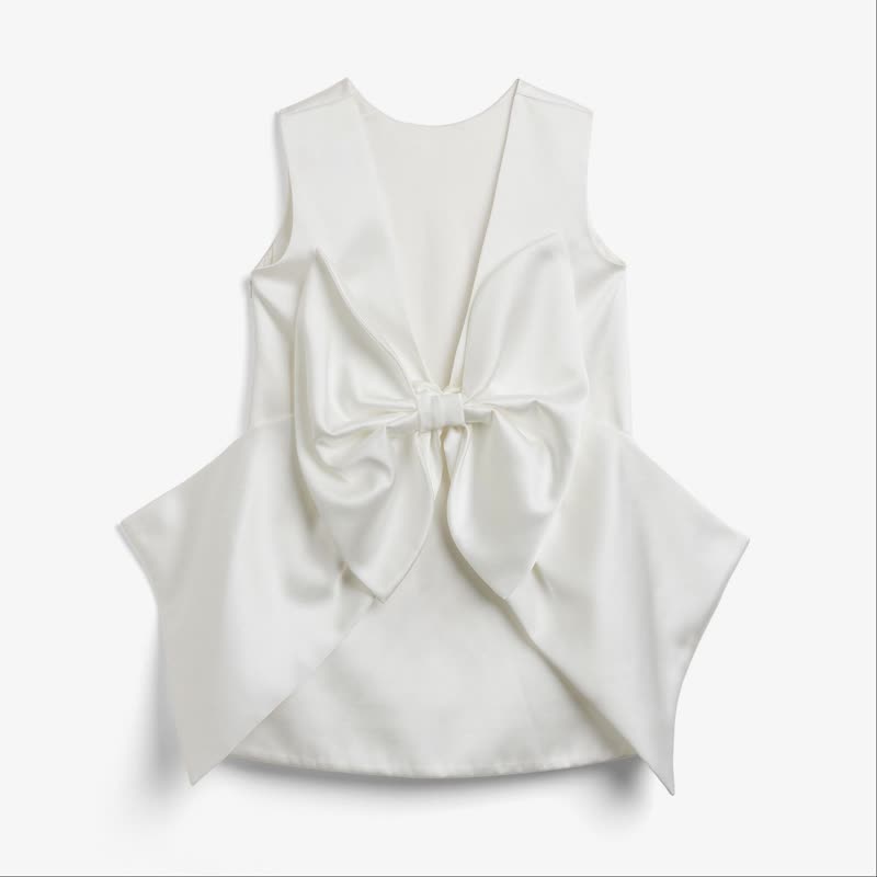 Satin Bow Sleeveless Short Dresses - image 10