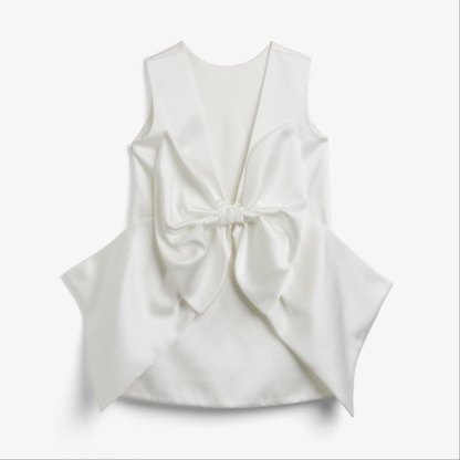 Satin Bow Sleeveless Short Dresses - image 10