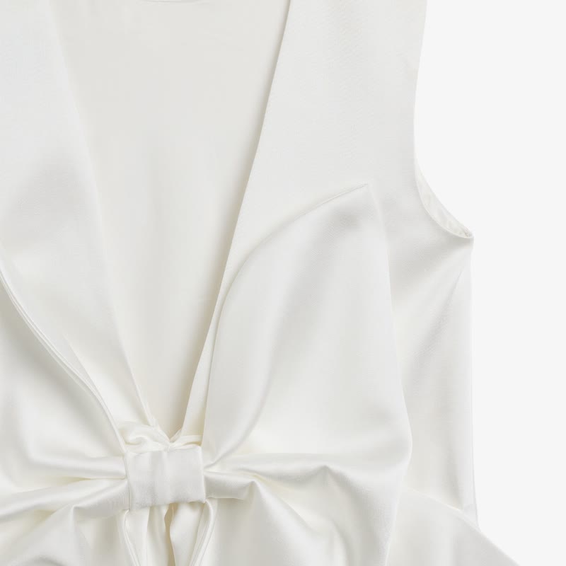 Satin Bow Sleeveless Short Dresses - image 14