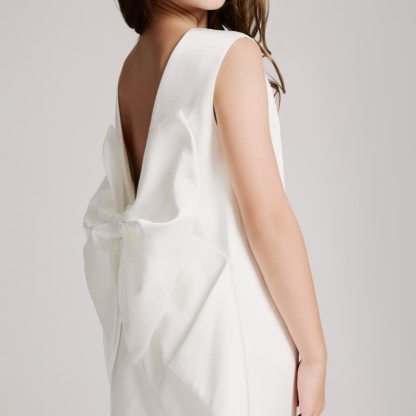 Satin Bow Sleeveless Short Dresses - image 12