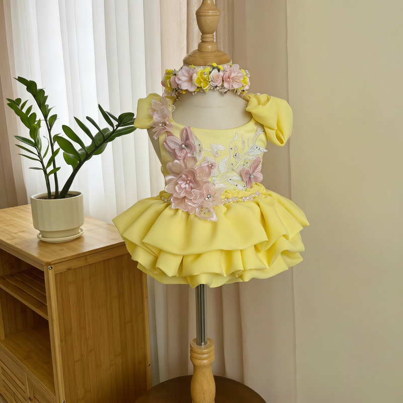 Soft Mesh Applique Cap Sleeve Short Dresses - image 4