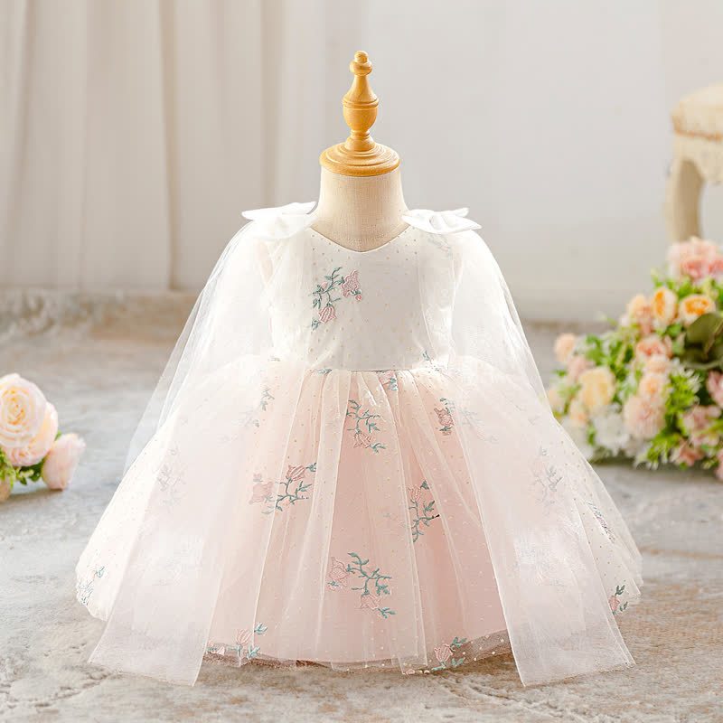 Mesh Bow Sleeveless Midi Dresses - Light Pink - 2-3Y - image 1