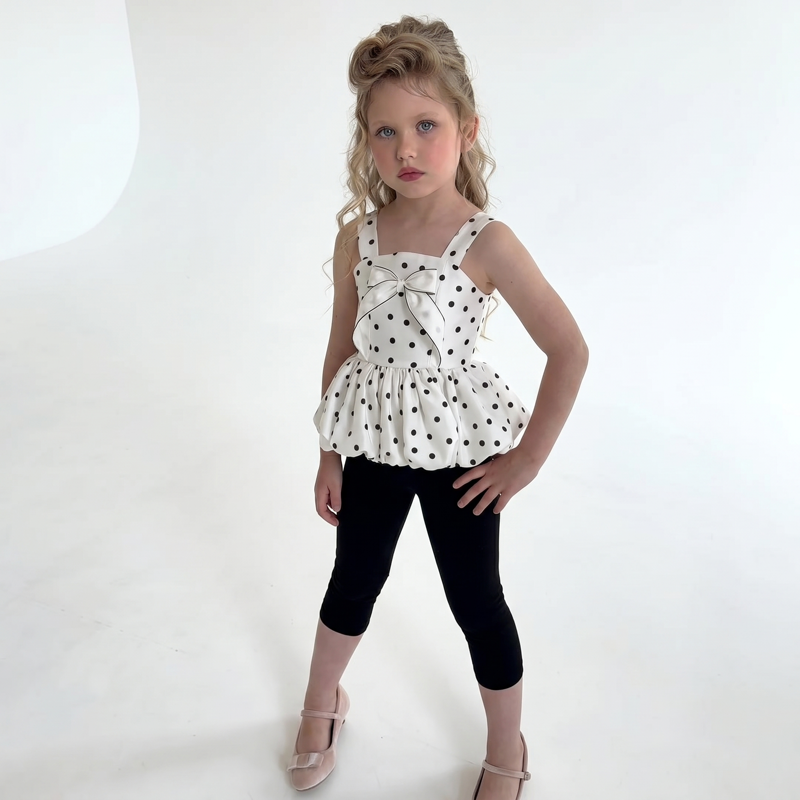 Chemical Fiber Blend Bow Sleeveless Regular Two-piece set - Set - 8Y - image 1