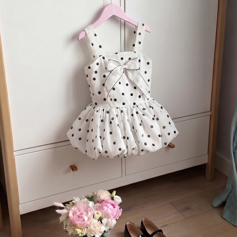 Chemical Fiber Blend Bow Sleeveless Regular Two-piece set - White Top - 8Y - image 6