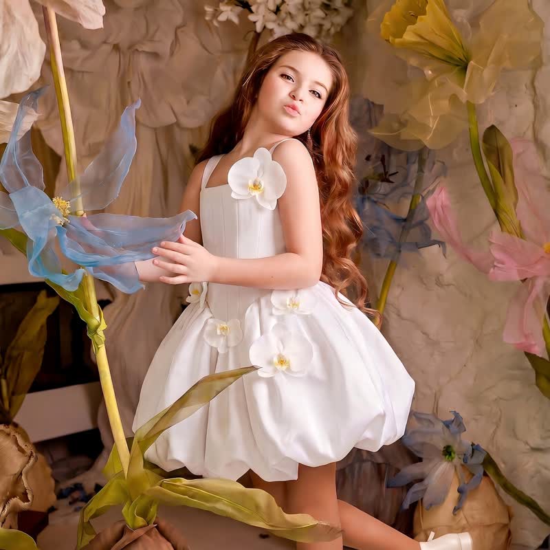 Satin Rosette Sleeveless Short Dresses - image 4