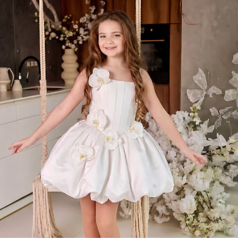 Satin Rosette Sleeveless Short Dresses - image 2