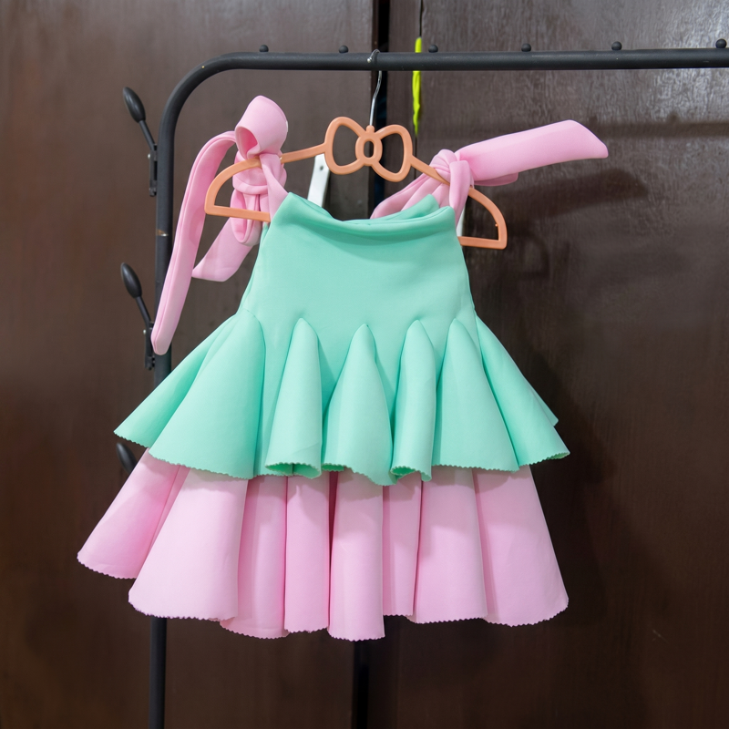 SCUBA KNIT Bow Sleeveless Short Dresses - image 2