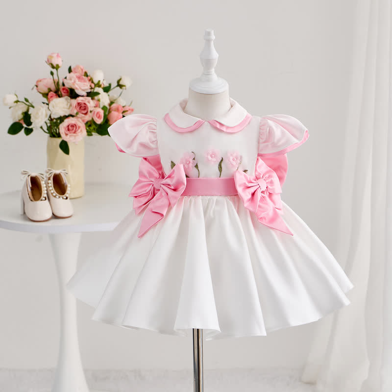 Satin Bow Cap Sleeve Midi Dresses - White - 15-16Y - image 1