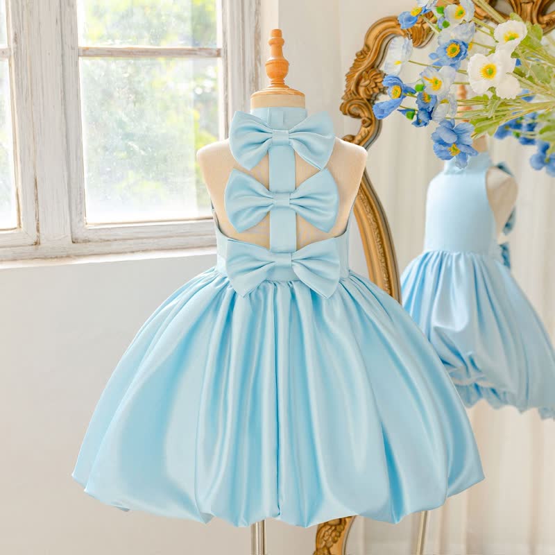 Satin Bow Backless Sleeveless Short Dresses - image 16