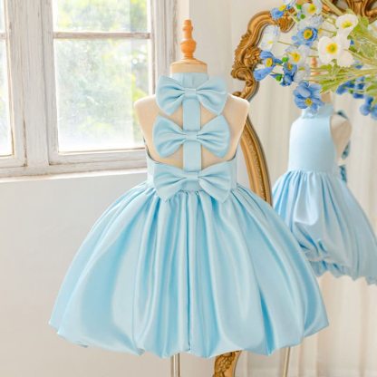 Satin Bow Backless Sleeveless Short Dresses - image 16