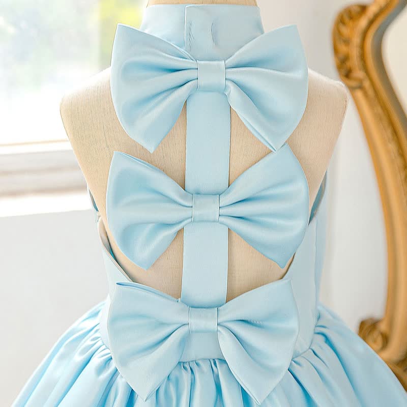 Satin Bow Backless Sleeveless Short Dresses - image 18