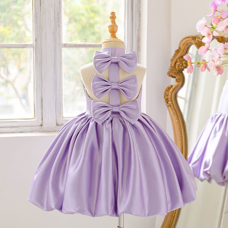 Satin Bow Backless Sleeveless Short Dresses - image 11