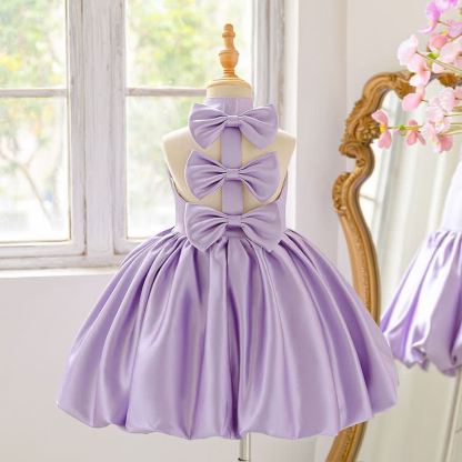 Satin Bow Backless Sleeveless Short Dresses - image 11