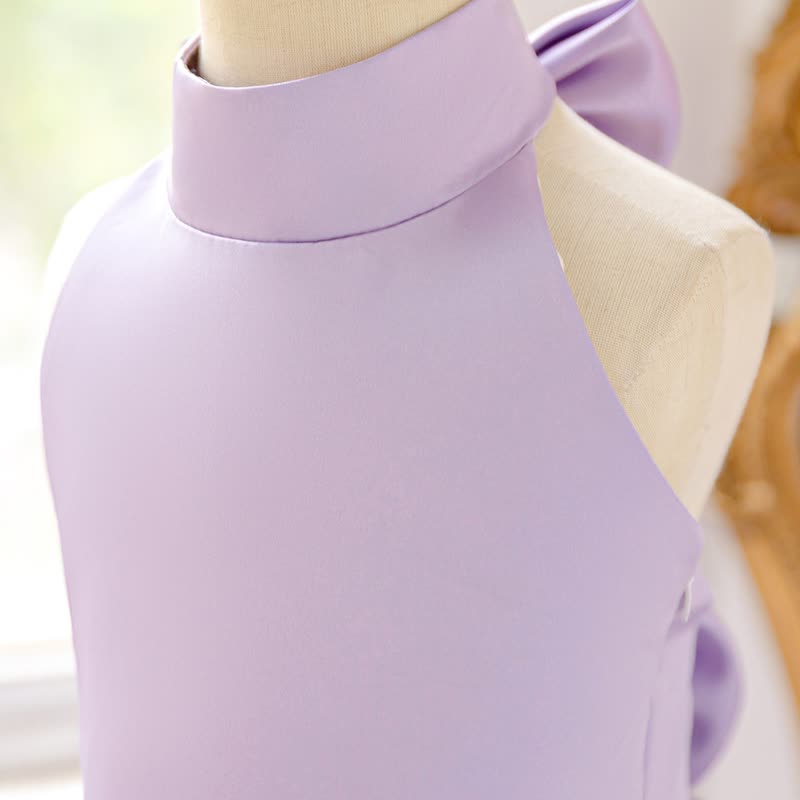 Satin Bow Backless Sleeveless Short Dresses - image 12