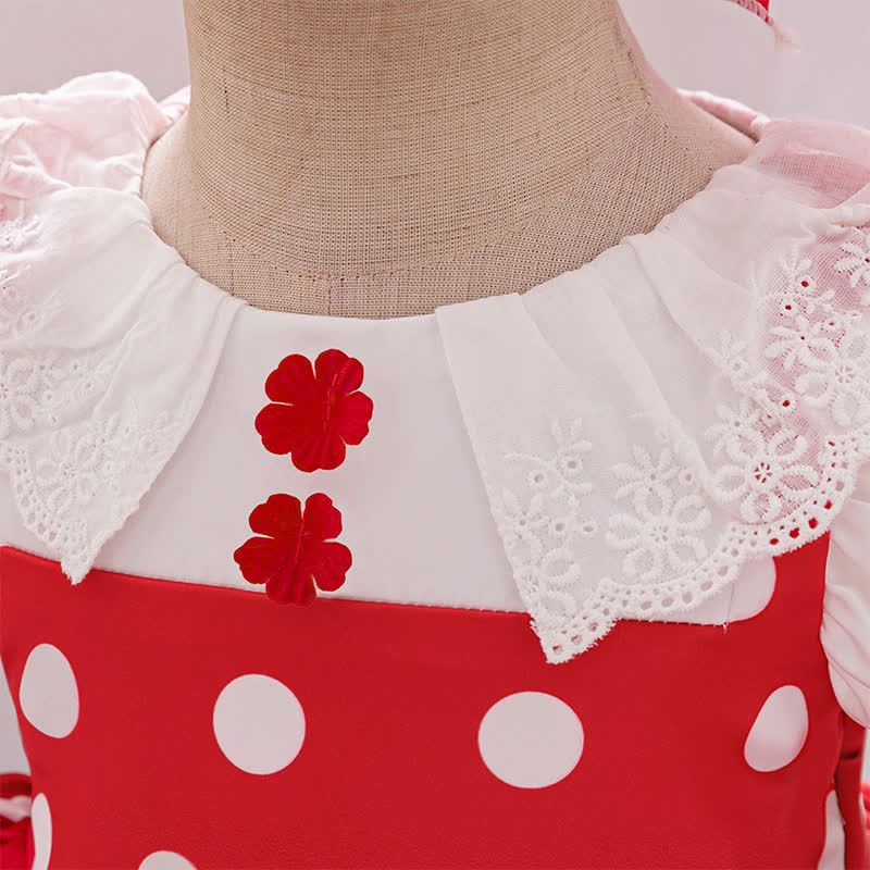Satin Lace Edge Fluffy Short Sleeve Short Dresses With Headscarf - image 5