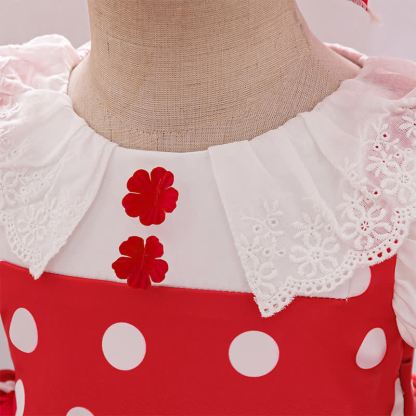 Satin Lace Edge Fluffy Short Sleeve Short Dresses With Headscarf - image 5