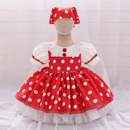 Satin Lace Edge Fluffy Short Sleeve Short Dresses With Headscarf - image 3
