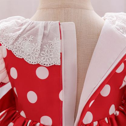 Satin Lace Edge Fluffy Short Sleeve Short Dresses With Headscarf - image 9