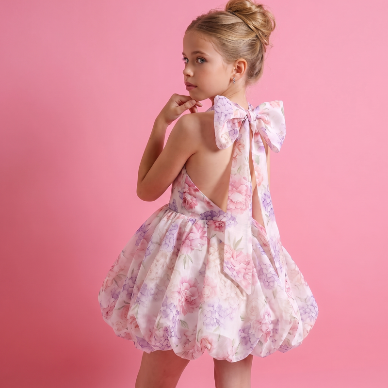 Chemical Fiber Blend Bow Short Sleeve Midi Dresses - image 12